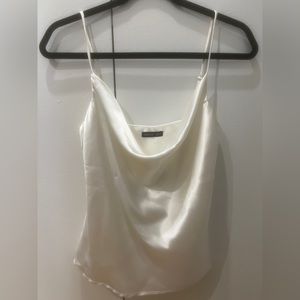 Silky white cowl neck